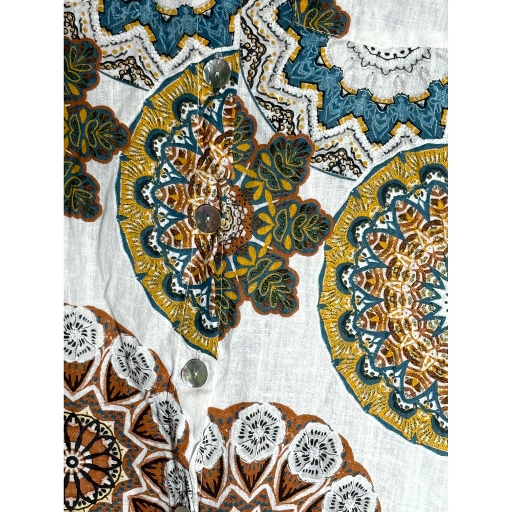 Cristina Vergani Shirt Dress Womens Medium Multicolor‎ Medallion Print Side Slit - Picture 4 of 16